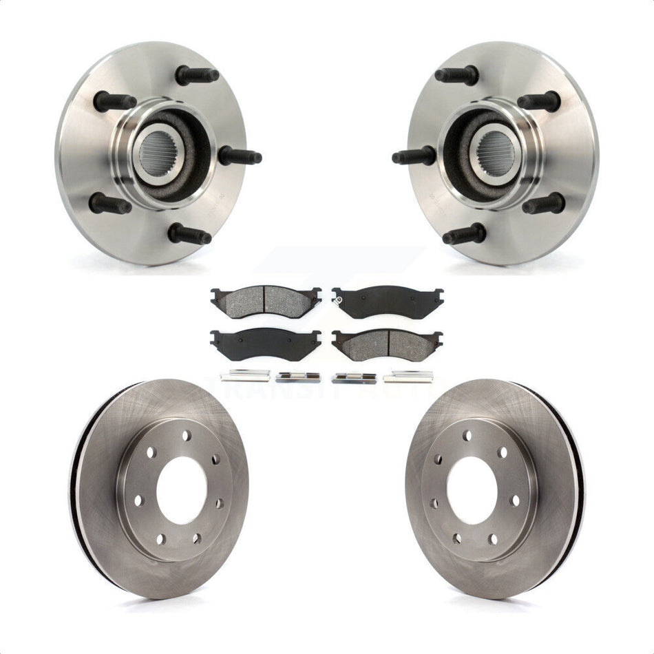 Front Hub Bearing Assembly With Disc Brake Rotors And Semi-Metallic Pads Kit For 1999 Ford F-150 4WD with 2-Wheel ABS 7 Lug Wheels KBB-105871