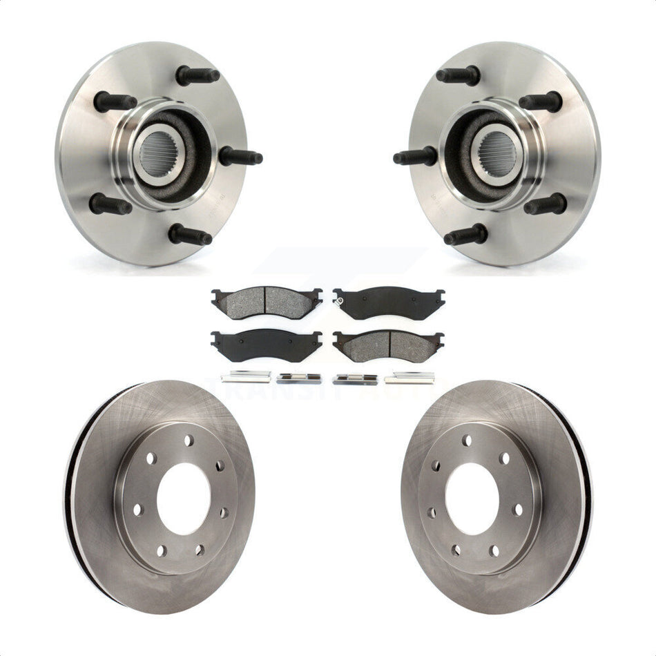 Front Hub Bearing Assembly With Disc Brake Rotors And Semi-Metallic Pads Kit For 1999 Ford F-150 4WD with 2-Wheel ABS 7 Lug Wheels KBB-105871