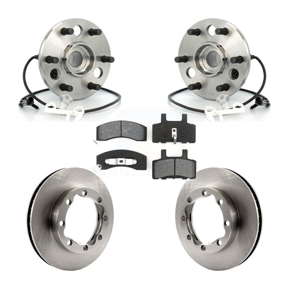 Front Hub Bearing Assembly With Disc Brake Rotors And Semi-Metallic Pads Kit For 1998-1999 Chevrolet Tahoe 4WD with DIESEL engine 6 Lug Wheels KBB-105875