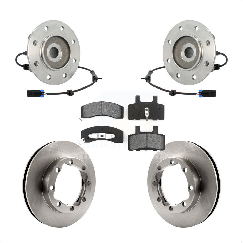Front Hub Bearing Assembly With Disc Brake Rotors And Semi-Metallic Pads Kit For Chevrolet K2500 GMC K3500 Suburban K1500 KBB-105899