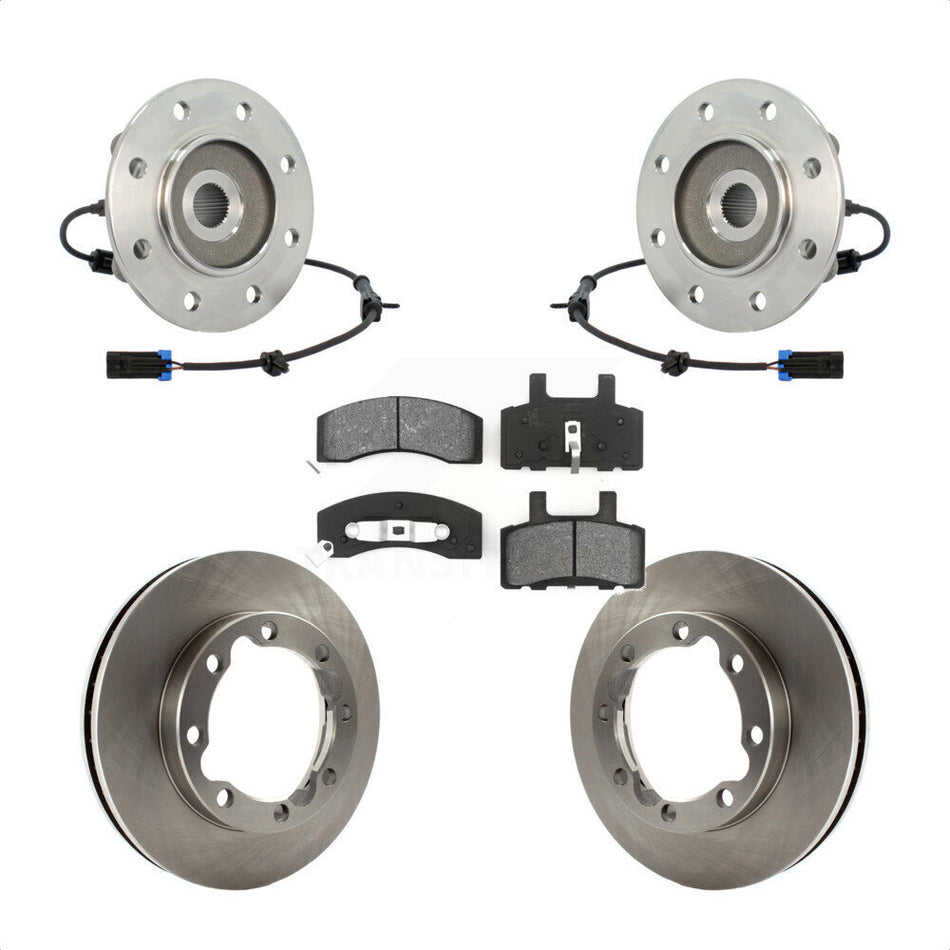 Front Hub Bearing Assembly With Disc Brake Rotors And Semi-Metallic Pads Kit For K3500 Chevrolet GMC Dual Rear Wheels KBB-105900