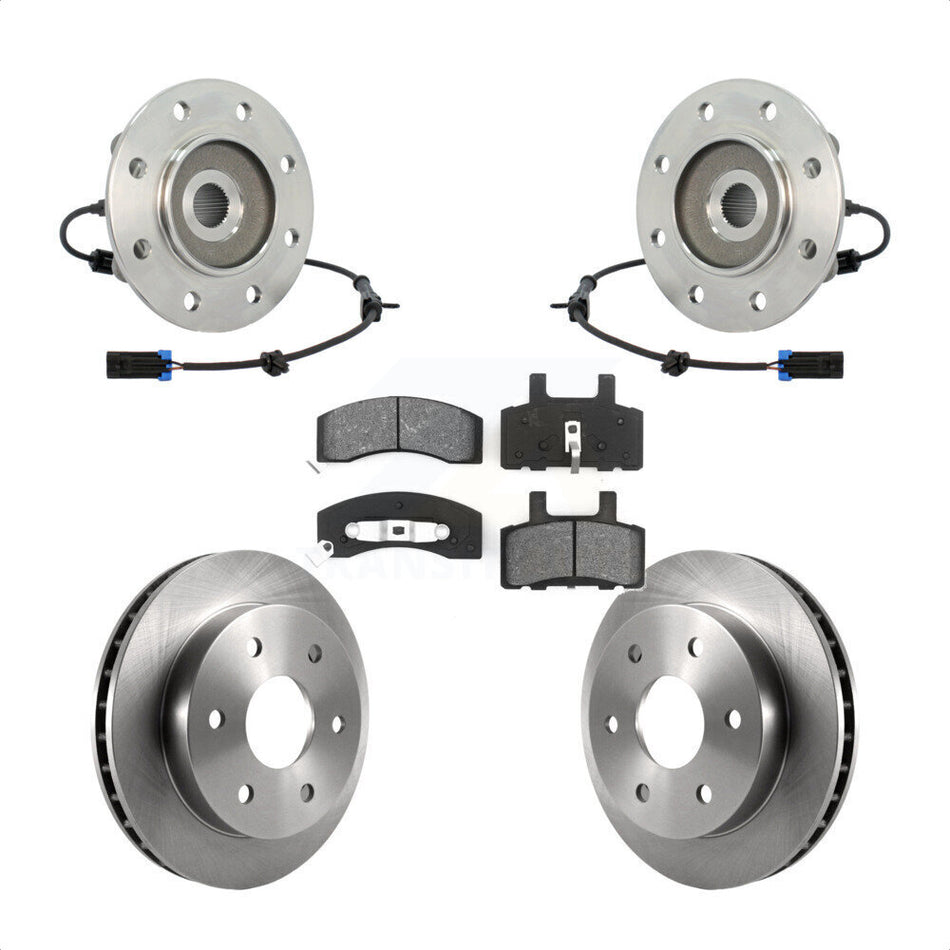 Front Hub Bearing Assembly With Disc Brake Rotors And Semi-Metallic Pads Kit For 1996-1997 K2500 Suburban Chevrolet GMC 6 Lug Wheels KBB-105902