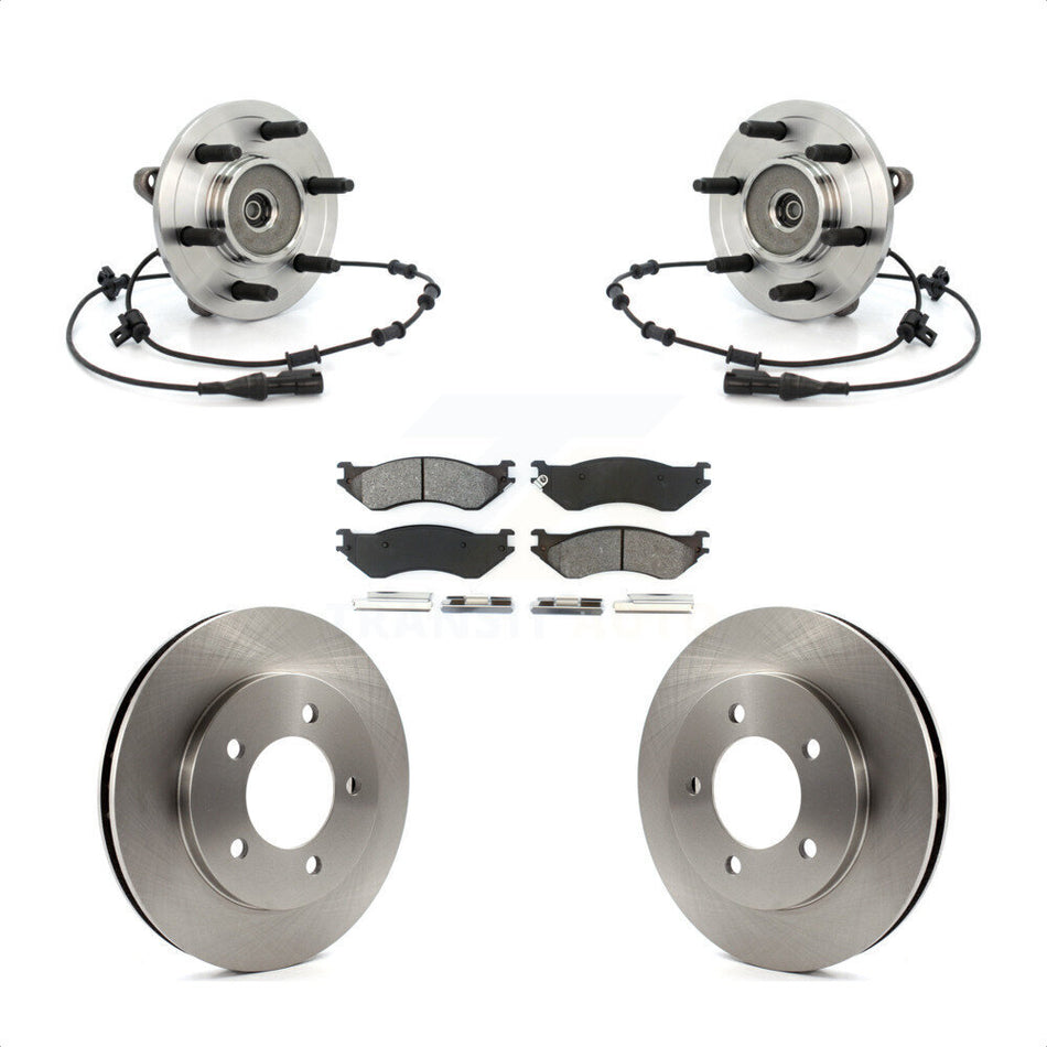 Front Hub Bearing Assembly With Disc Brake Rotors And Semi-Metallic Pads Kit For Ford Expedition Lincoln Navigator 4WD with Coil front springs KBB-105905