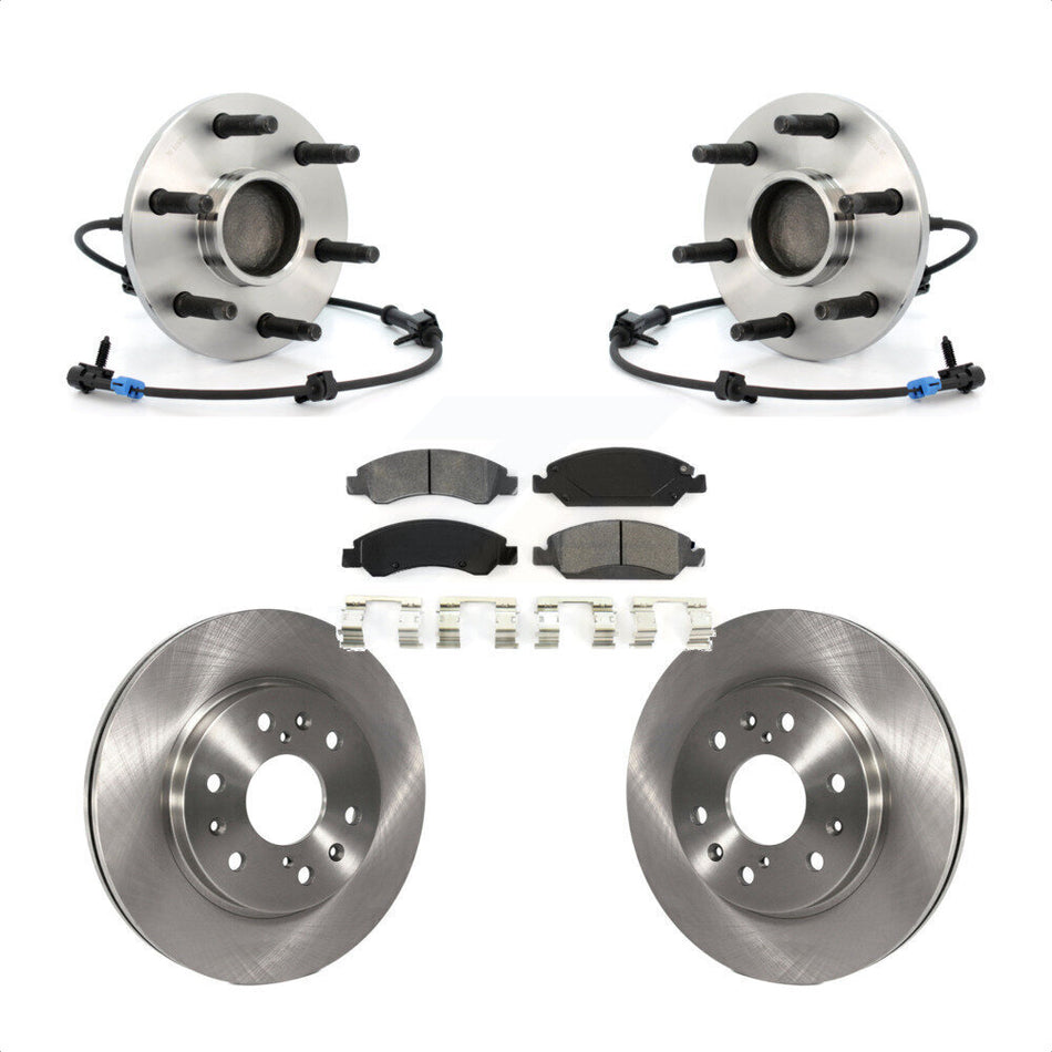 Front Hub Bearing Assembly With Disc Brake Rotors And Semi-Metallic Pads Kit For Chevrolet Silverado 1500 GMC Sierra Classic Express Savana KBB-105916