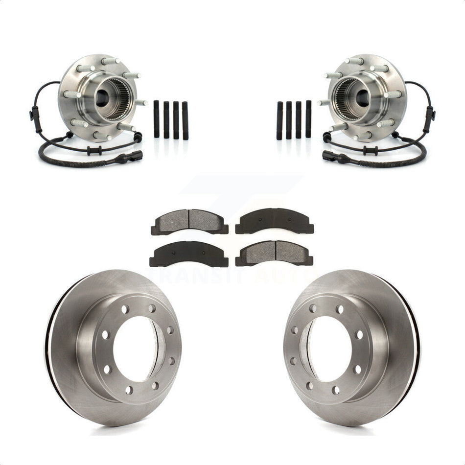 Front Hub Bearing Assembly With Disc Brake Rotors And Semi-Metallic Pads Kit For 2003-2005 Ford Excursion 4WD KBB-105917