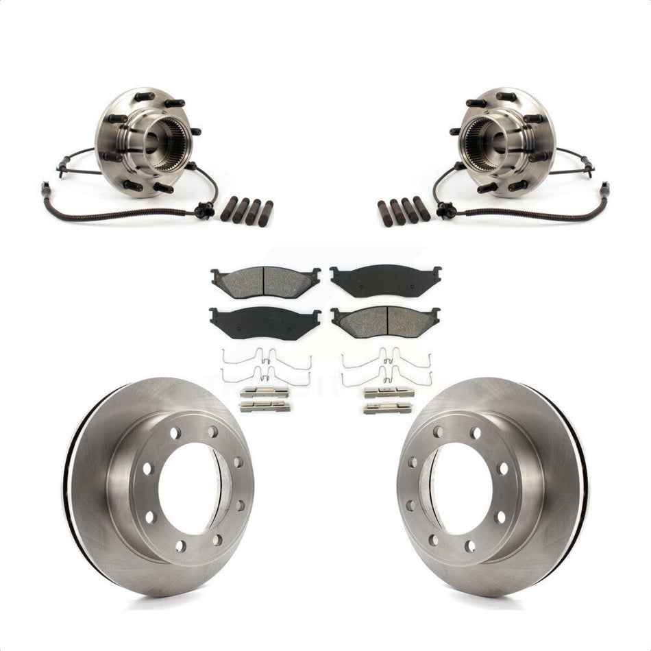 Front Hub Bearing Assembly With Disc Brake Rotors And Semi-Metallic Pads Kit For Ford F-550 Super Duty 4 X with 4-Wheel ABS KBB-105918