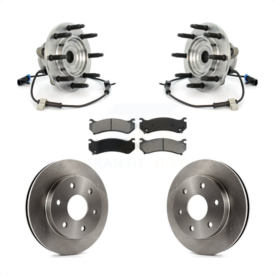 Front Hub Bearing Assembly With Disc Brake Rotors And Semi-Metallic Pads Kit For Chevrolet Silverado 1500 GMC Sierra Classic 8 Lug Wheels KBB-105919