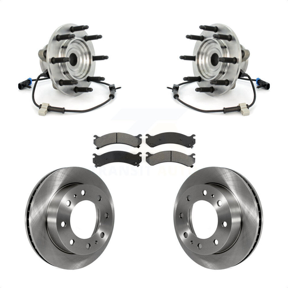 Front Hub Bearing Assembly Disc Brake Rotors And Semi-Metallic Pads Kit For Chevrolet Silverado 2500 HD GMC Sierra Hummer H2 Classic 1500 3500 Suburban Yukon XL Avalanche KBB-105920