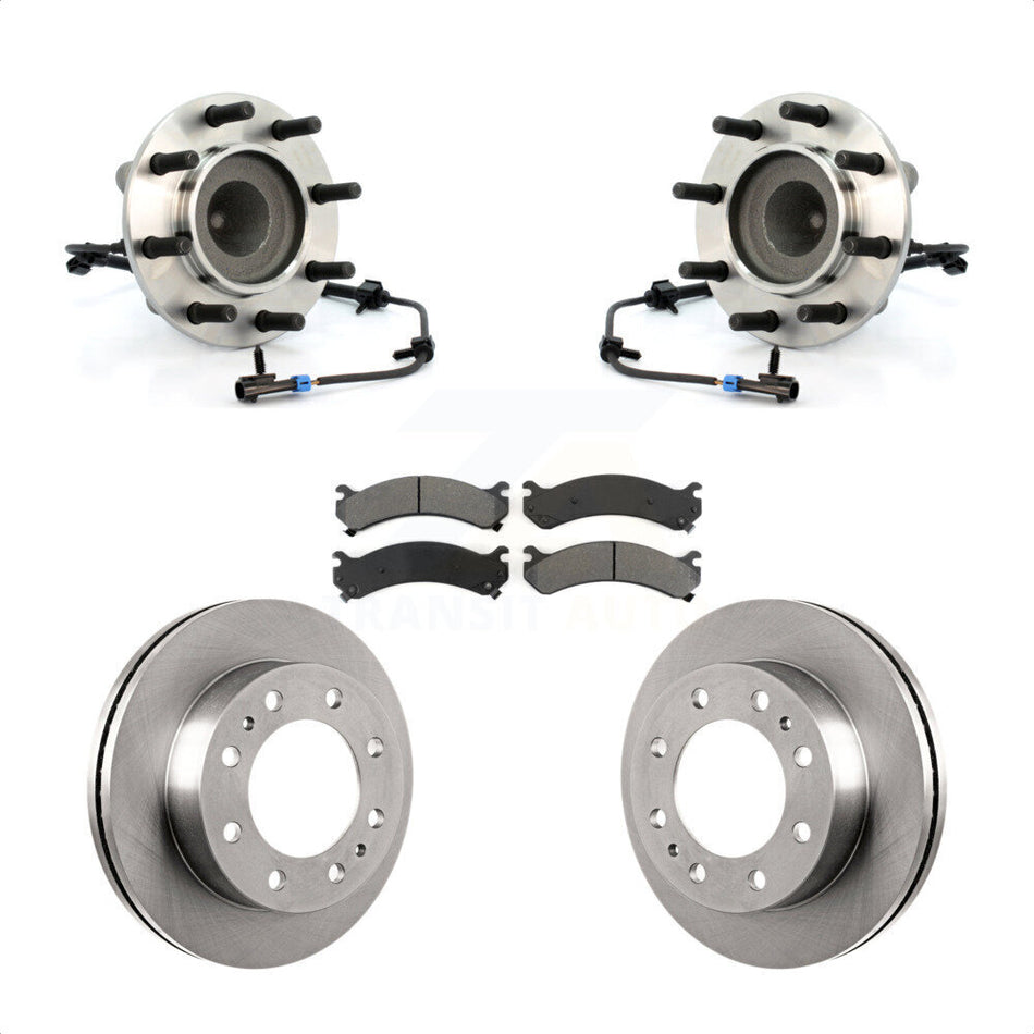 Front Hub Bearing Assembly With Disc Brake Rotors And Semi-Metallic Pads Kit For Chevrolet Express 3500 GMC Savana 4500 KBB-105925