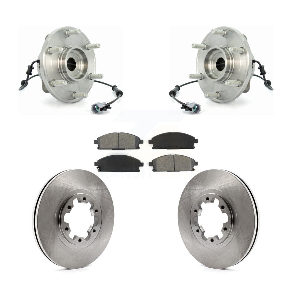 Front Hub Bearing Assembly With Disc Brake Rotors And Semi-Metallic Pads Kit For 2004 Nissan Pathfinder KBB-105935