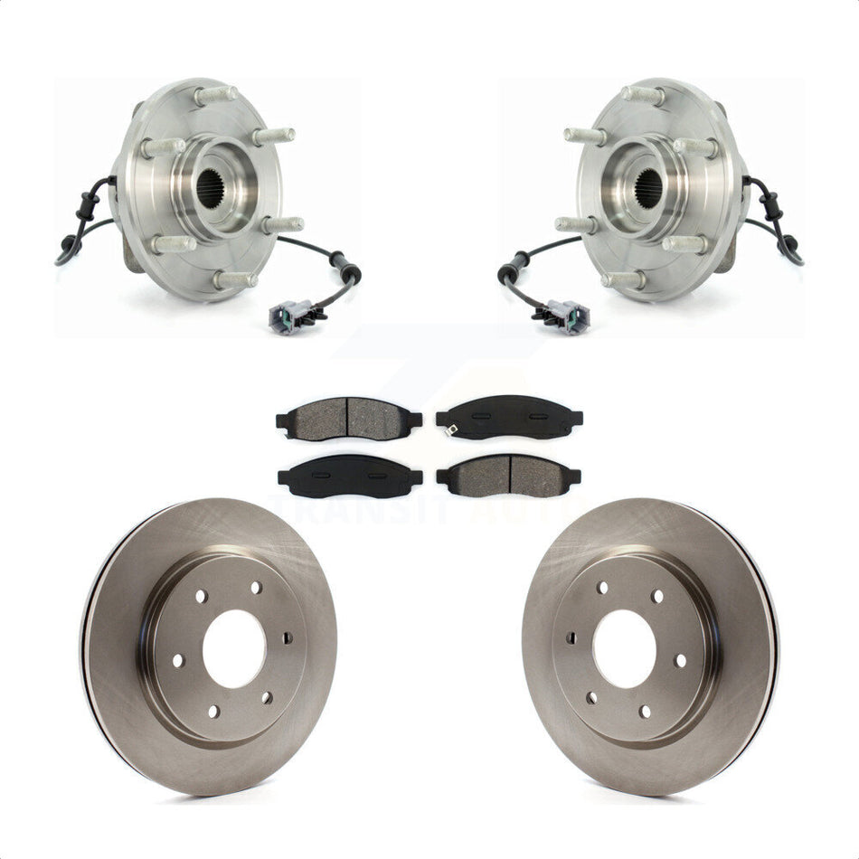 Front Hub Bearing Assembly With Disc Brake Rotors And Semi-Metallic Pads Kit For Nissan TITAN Armada INFINITI QX56 KBB-105938
