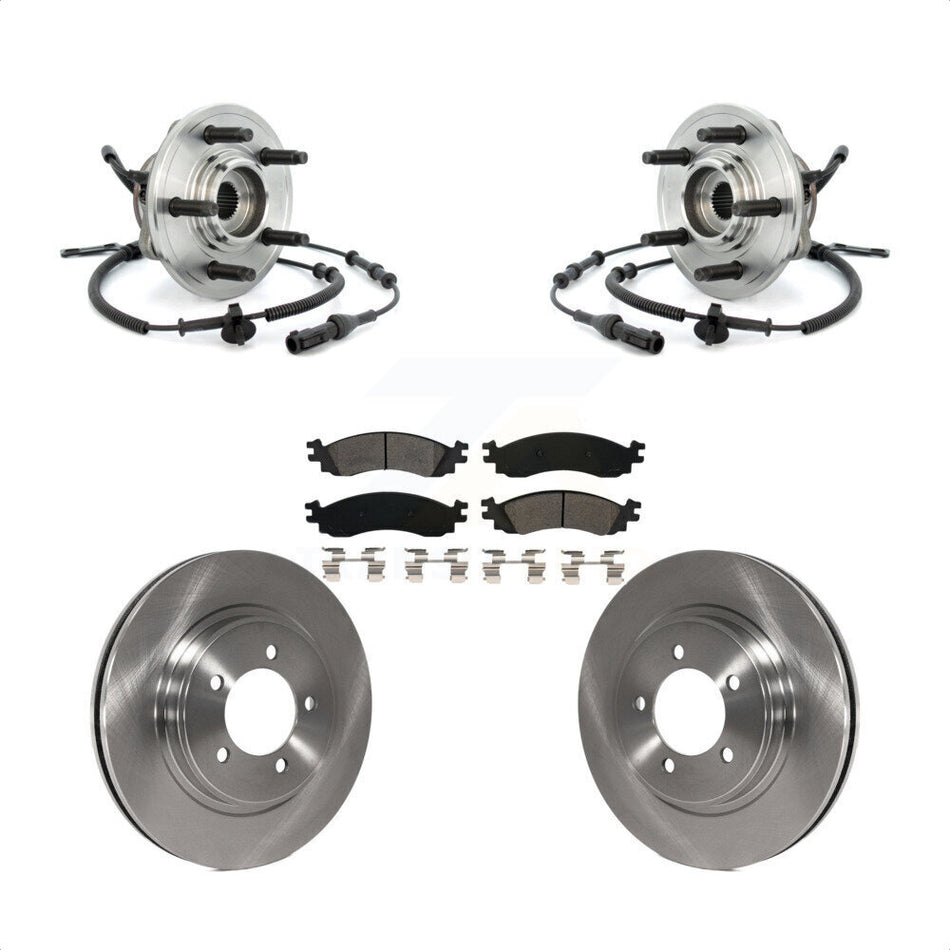 Front Hub Bearing Assembly With Disc Brake Rotors And Semi-Metallic Pads Kit For Ford Explorer Sport Trac Mercury Mountaineer KBB-105948