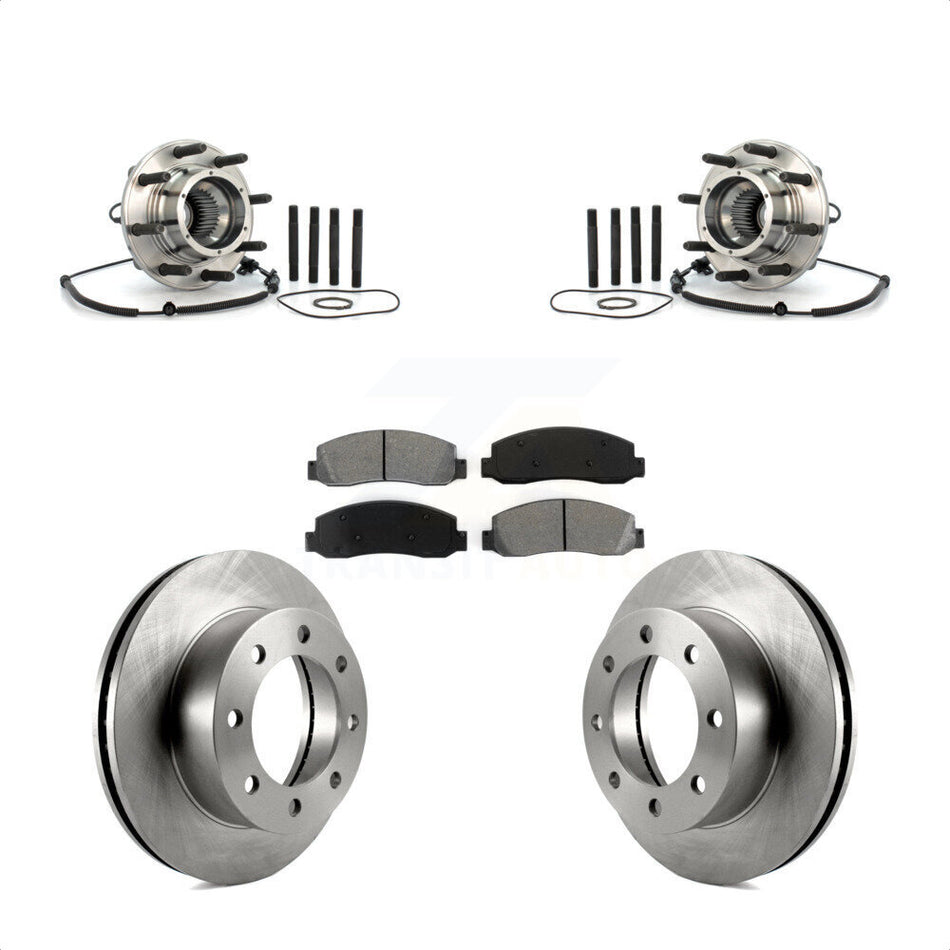 Front Hub Bearing Assembly With Disc Brake Rotors And Semi-Metallic Pads Kit For Ford F-250 Super Duty F-350 Single Rear Wheels KBB-105952