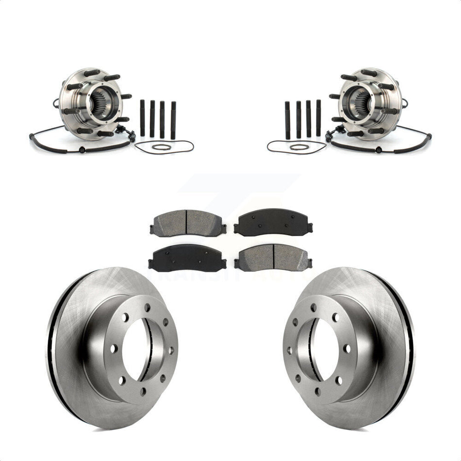 Front Hub Bearing Assembly With Disc Brake Rotors And Semi-Metallic Pads Kit For 2008-2010 Ford F-350 Super Duty 4WD Single Rear Wheels KBB-105953