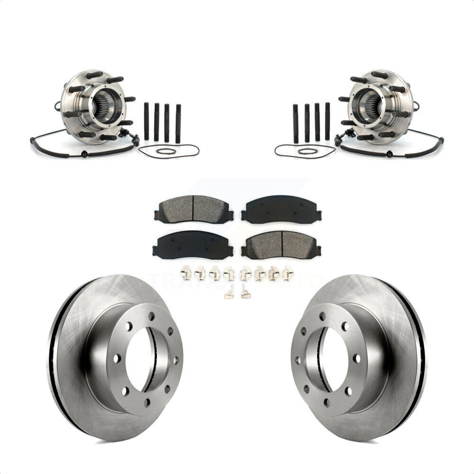 Front Hub Bearing Assembly With Disc Brake Rotors And Semi-Metallic Pads Kit For 2010 Ford F-250 Super Duty 4WD Single Rear Wheels KBB-105954