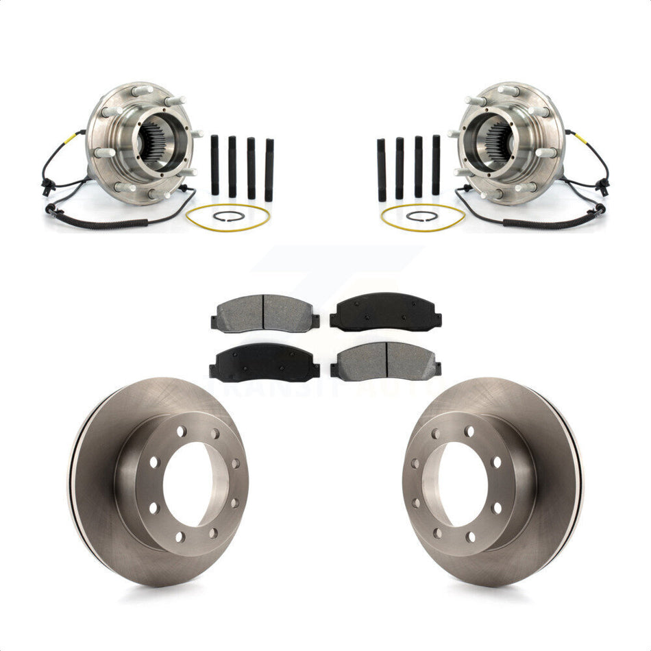 Front Hub Bearing Assembly With Disc Brake Rotors And Semi-Metallic Pads Kit For Ford F-350 Super Duty 4WD KBB-105957