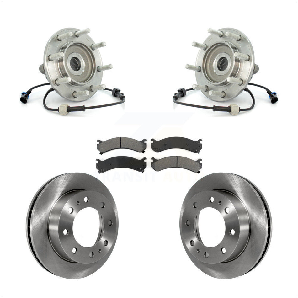 Front Hub Bearing Assembly With Disc Brake Rotors And Semi-Metallic Pads Kit For Chevrolet Silverado 3500 GMC Sierra Classic RWD KBB-105961