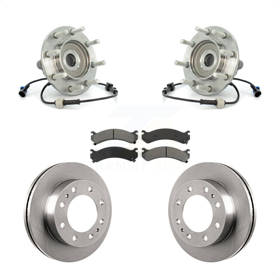 Front Hub Bearing Assembly With Disc Brake Rotors And Semi-Metallic Pads Kit For Chevrolet Silverado 3500 GMC Sierra Classic RWD KBB-105962