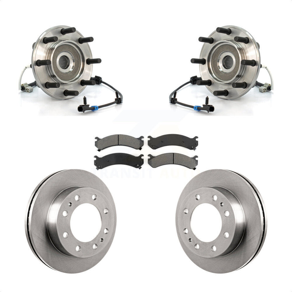 Front Hub Bearing Assembly With Disc Brake Rotors And Semi-Metallic Pads Kit For Chevrolet Silverado 3500 GMC Sierra Classic 4WD KBB-105963