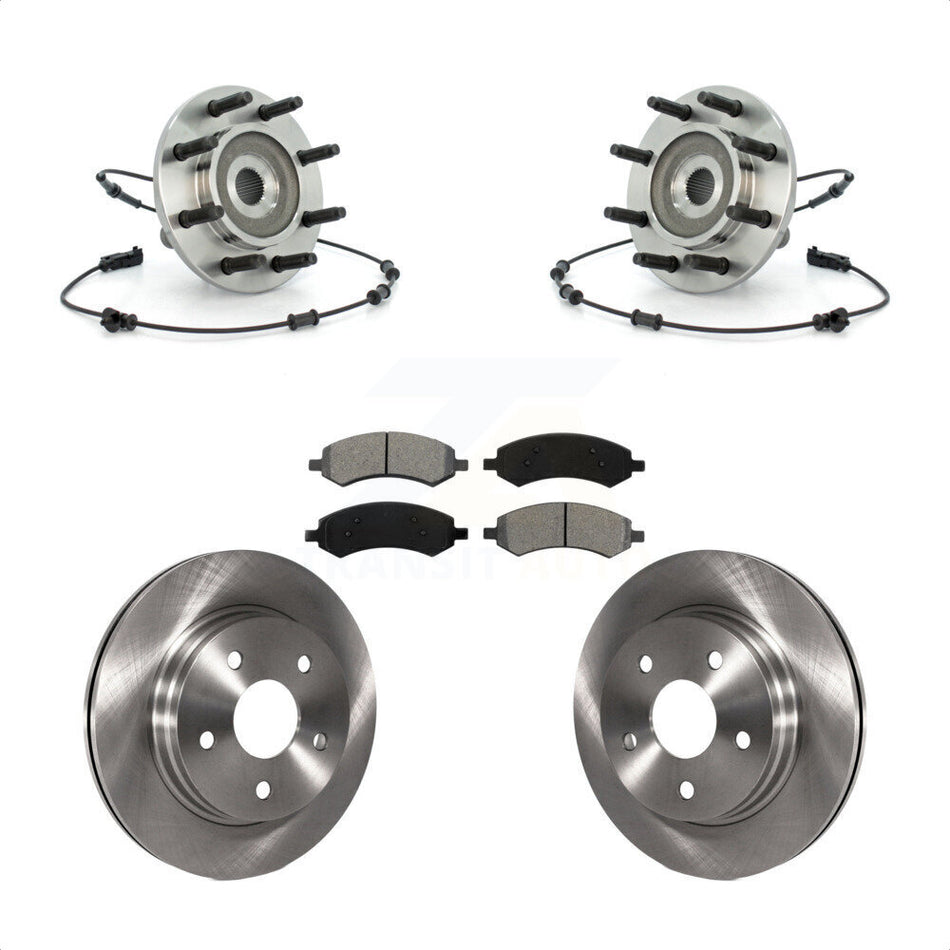 Front Hub Bearing Assembly With Disc Brake Rotors And Semi-Metallic Pads Kit For 2007-2008 Dodge Ram 1500 Standard Cab Pickup Crew 8 Lug Wheels KBB-105982