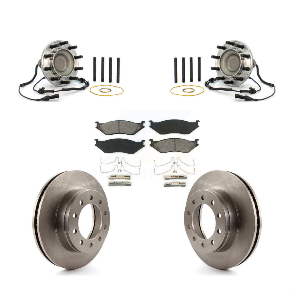Front Hub Bearing Assembly With Disc Brake Rotors And Semi-Metallic Pads Kit For Ford F-450 Super Duty F-550 KBB-105986