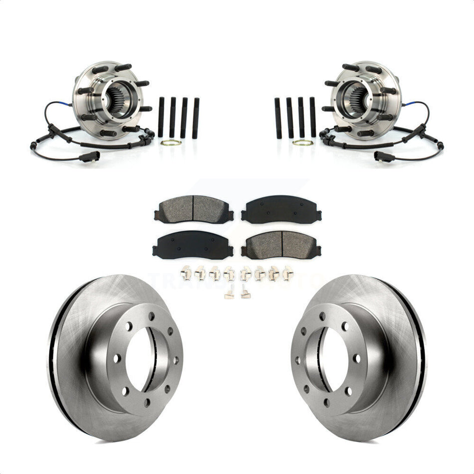 Front Hub Bearing Assembly With Disc Brake Rotors And Semi-Metallic Pads Kit For 2012-2012 Ford F-250 Super Duty F-350 Single Rear Wheels 4WD KBB-106001