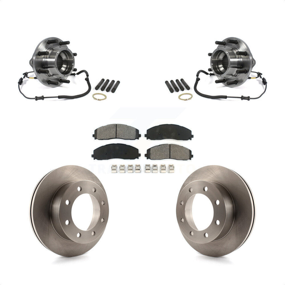 Front Hub Bearing Assembly With Disc Brake Rotors And Semi-Metallic Pads Kit For 2013 Ford F-350 Super Duty 4WD Dual Rear Wheels KBB-106006