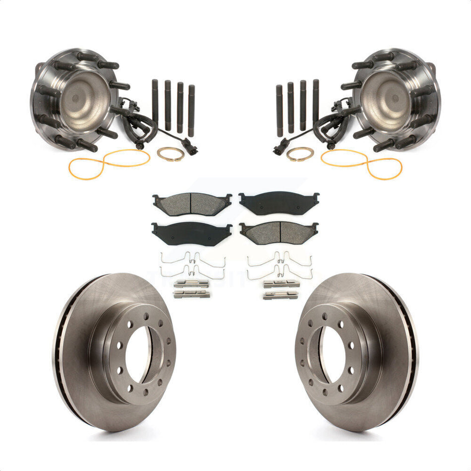 Front Hub Bearing Assembly With Disc Brake Rotors And Semi-Metallic Pads Kit For 2011-2016 Ford F-450 Super Duty F-550 4 X 2 KBB-106008