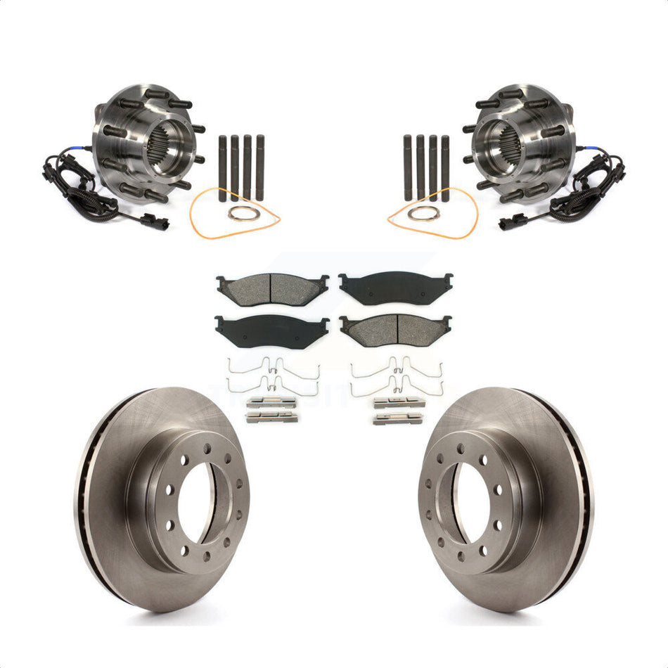 Front Hub Bearing Assembly With Disc Brake Rotors And Semi-Metallic Pads Kit For 2011-2016 Ford F-450 Super Duty F-550 4 X KBB-106009