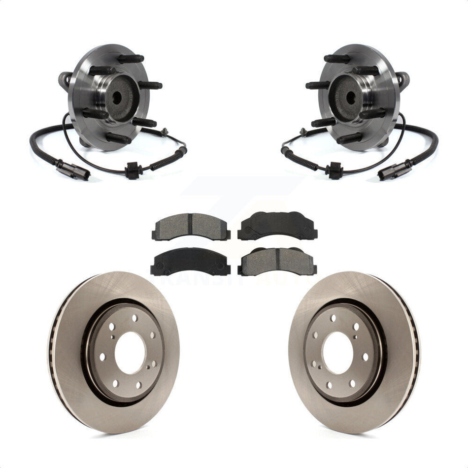 Front Hub Bearing Assembly With Disc Brake Rotors And Semi-Metallic Pads Kit For 2011-2014 Ford F-150 RWD 7 Lug Wheels KBB-106013