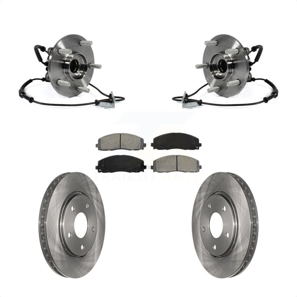 Front Hub Bearing Assembly With Disc Brake Rotors And Semi-Metallic Pads Kit For 2017-2018 Dodge Grand Caravan Single Piston Caliper KBB-106017