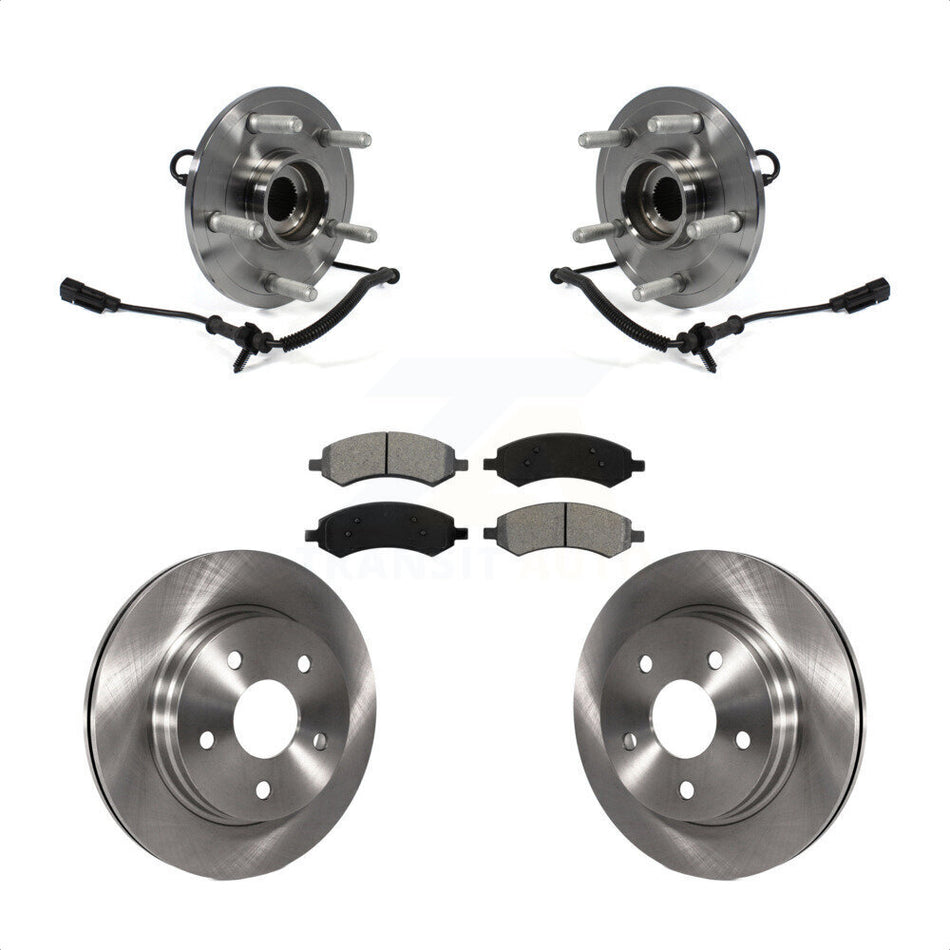 Front Hub Bearing Assembly With Disc Brake Rotors And Semi-Metallic Pads Kit For Ram 1500 Classic KBB-106020