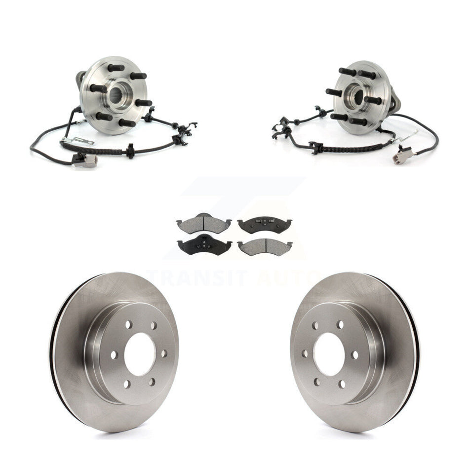 Front Hub Bearing Assembly With Disc Brake Rotors And Semi-Metallic Pads Kit For 2000-2002 Dodge Dakota Durango 4WD with 4-Wheel ABS KBB-106040