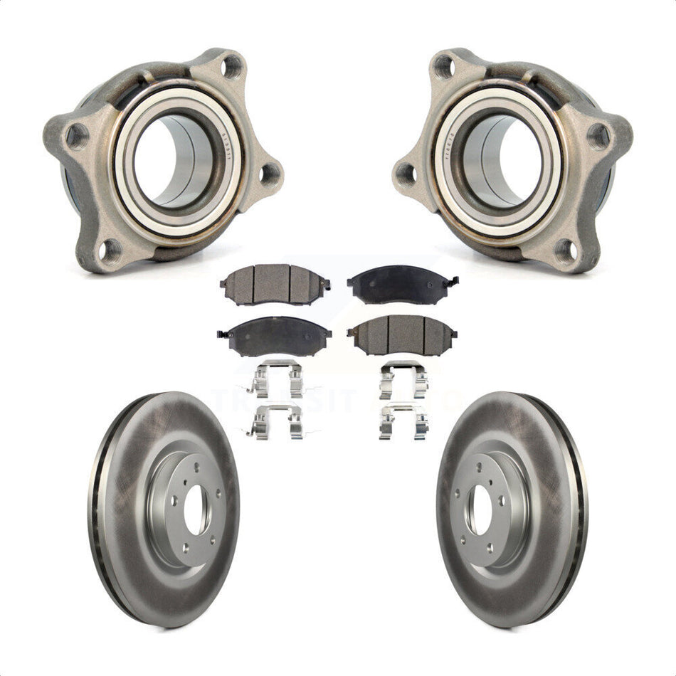 Front Wheel Bearing With Coated Disc Brake Rotors And Semi-Metallic Pads Kit For 2006 INFINITI G35 AWD Module KBB-106069