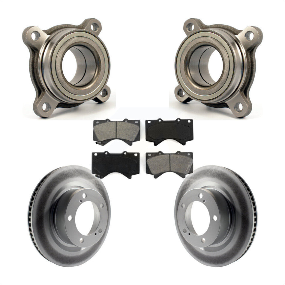 Front Wheel Bearing With Coated Disc Brake Rotors And Semi-Metallic Pads Kit For Toyota Tundra Sequoia Lexus LX570 Module KBB-106083