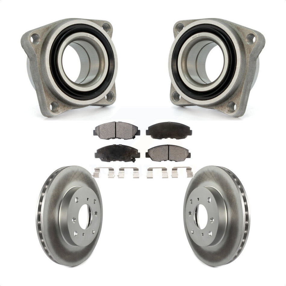 Front Wheel Bearing With Coated Disc Brake Rotors And Ceramic Pads Kit For 1998-1999 Acura CL 2.3L Module KBB-106085