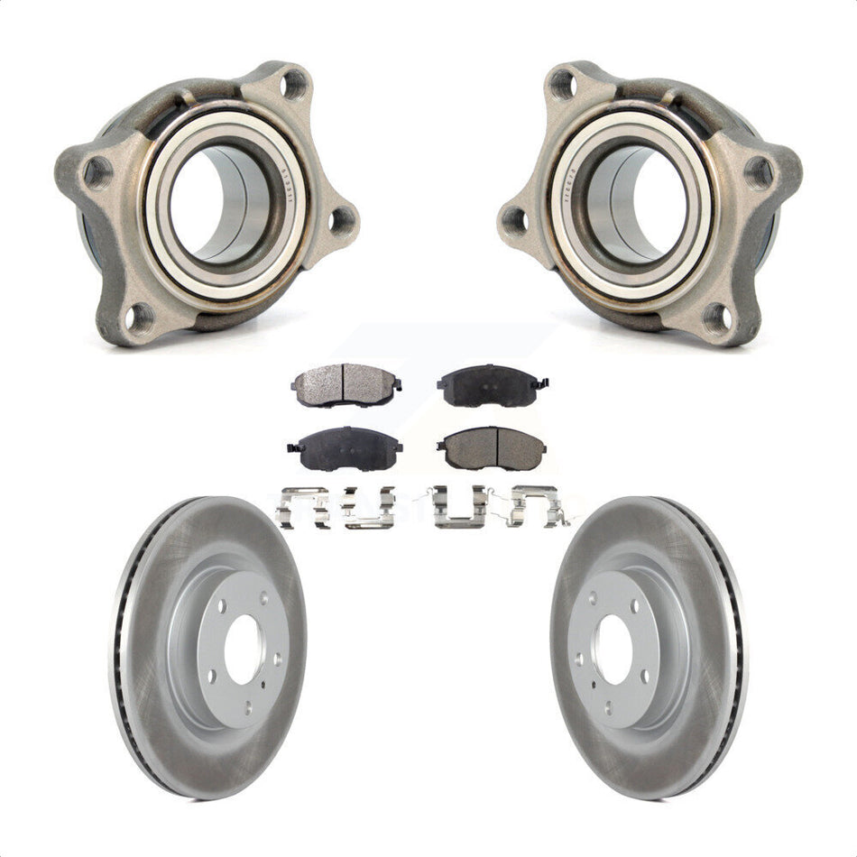 Front Wheel Bearing With Coated Disc Brake Rotors And Ceramic Pads Kit For 2005 INFINITI G35 AWD Module KBB-106087