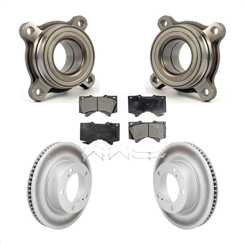 Front Wheel Bearing Coated Disc Brake Rotor & Pad Kit For Lexus LX570 Toyota Land Cruiser KBB-106094