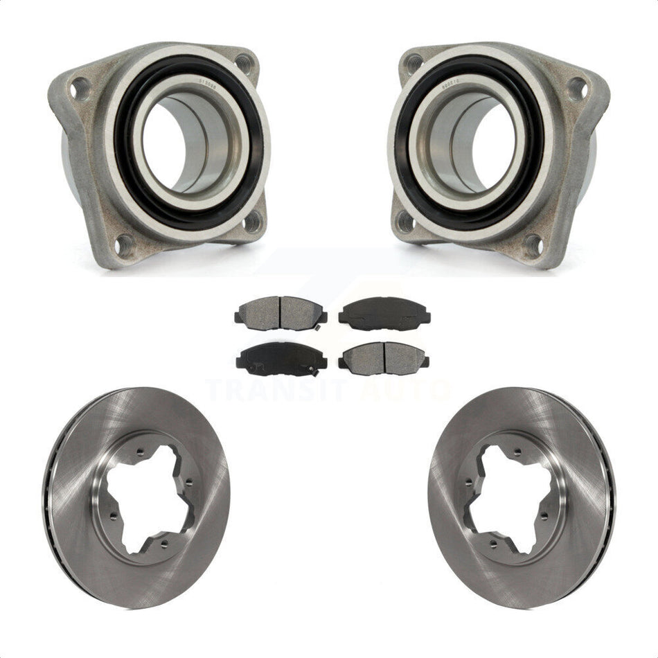 Front Wheel Bearing With Disc Brake Rotors And Semi-Metallic Pads Kit For Honda Accord Acura CL Module KBB-106106