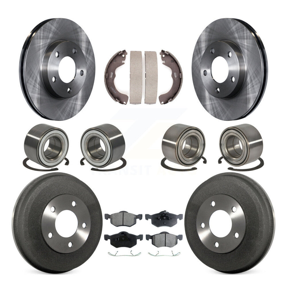 Front Rear Wheel Bearings Disc Brake Rotors And Semi-Metallic Pads Shoes Kit (10Pc) For Ford Escape Mazda Tribute Mercury Mariner KBB-106117
