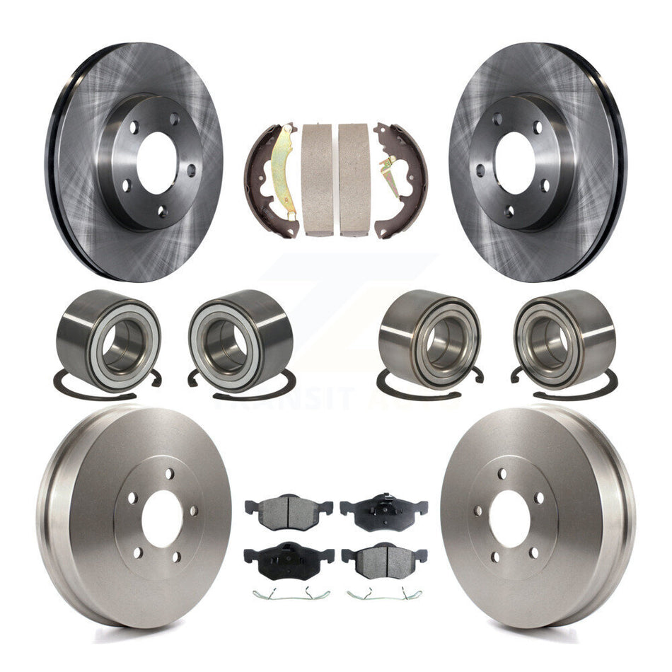 Front Rear Wheel Bearings Disc Brake Rotors And Semi-Metallic Pads Shoes Kit (10Pc) For 2007-2007 Ford Escape Mercury Mariner From 01/08/07 Drum rear brakes KBB-106118