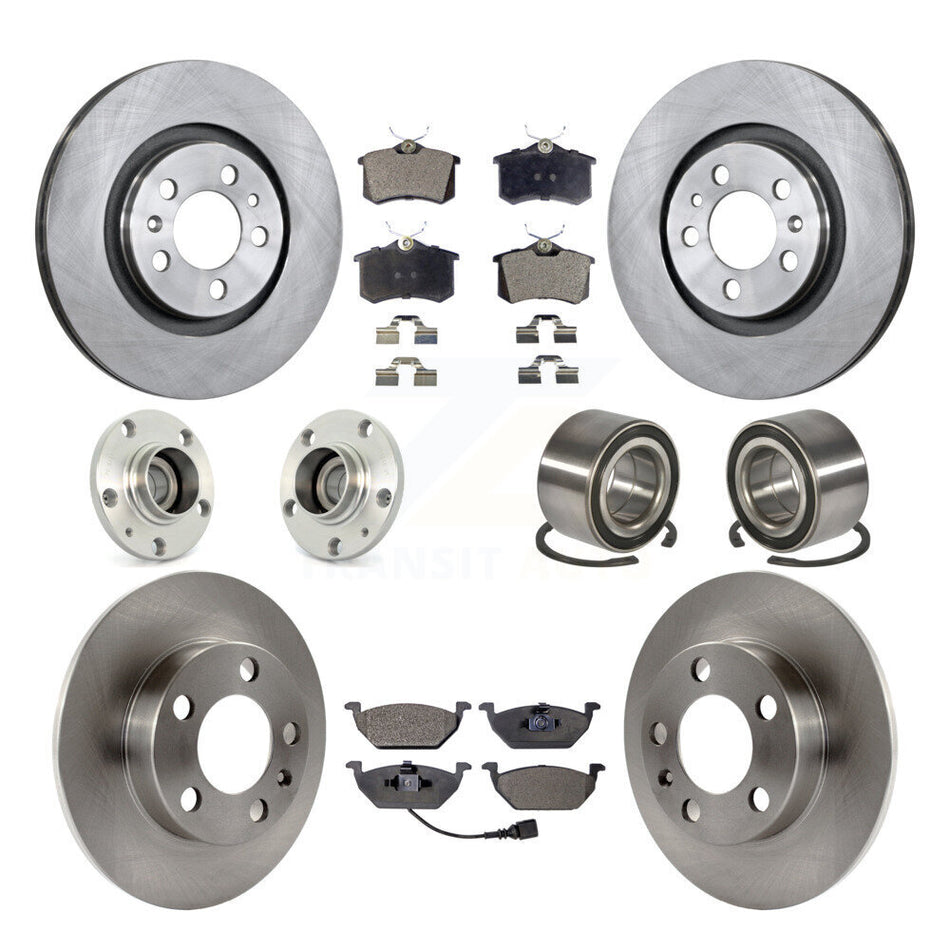 Front Rear Wheel Hub Bearings Assembly Disc Brake Rotors And Semi-Metallic Pads Kit (10Pc) For 2007-2010 Volkswagen Beetle With 280mm Diameter Rotor KBB-106124
