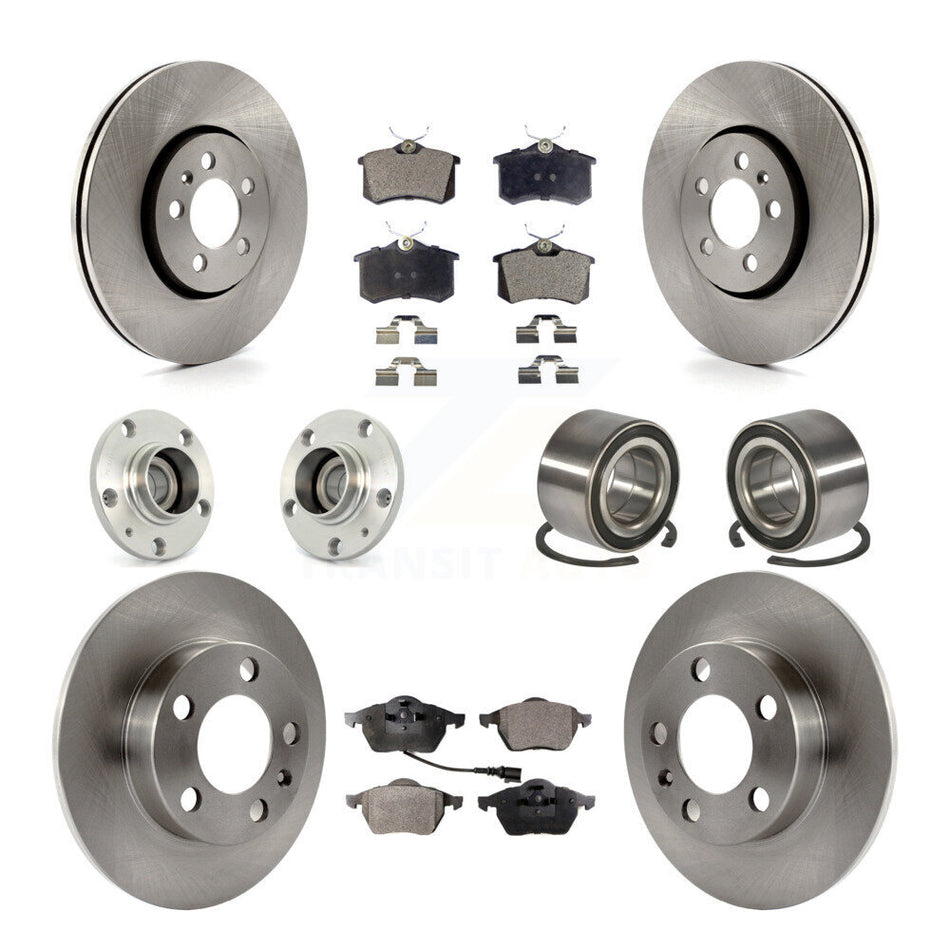 Front Rear Wheel Hub Bearings Assembly Disc Brake Rotors And Semi-Metallic Pads Kit (10Pc) For 2007-2010 Volkswagen Beetle With 288mm Diameter Rotor KBB-106126