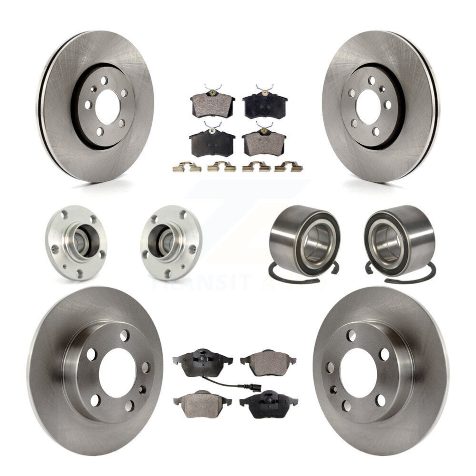 Front Rear Wheel Hub Bearings Assembly Disc Brake Rotors And Semi-Metallic Pads Kit (10Pc) For Volkswagen Beetle Golf Jetta KBB-106127