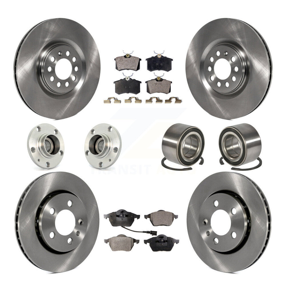 Front Rear Wheel Hub Bearings Assembly Disc Brake Rotors And Semi-Metallic Pads Kit (10Pc) For Volkswagen Golf Audi TT Quattro KBB-106130