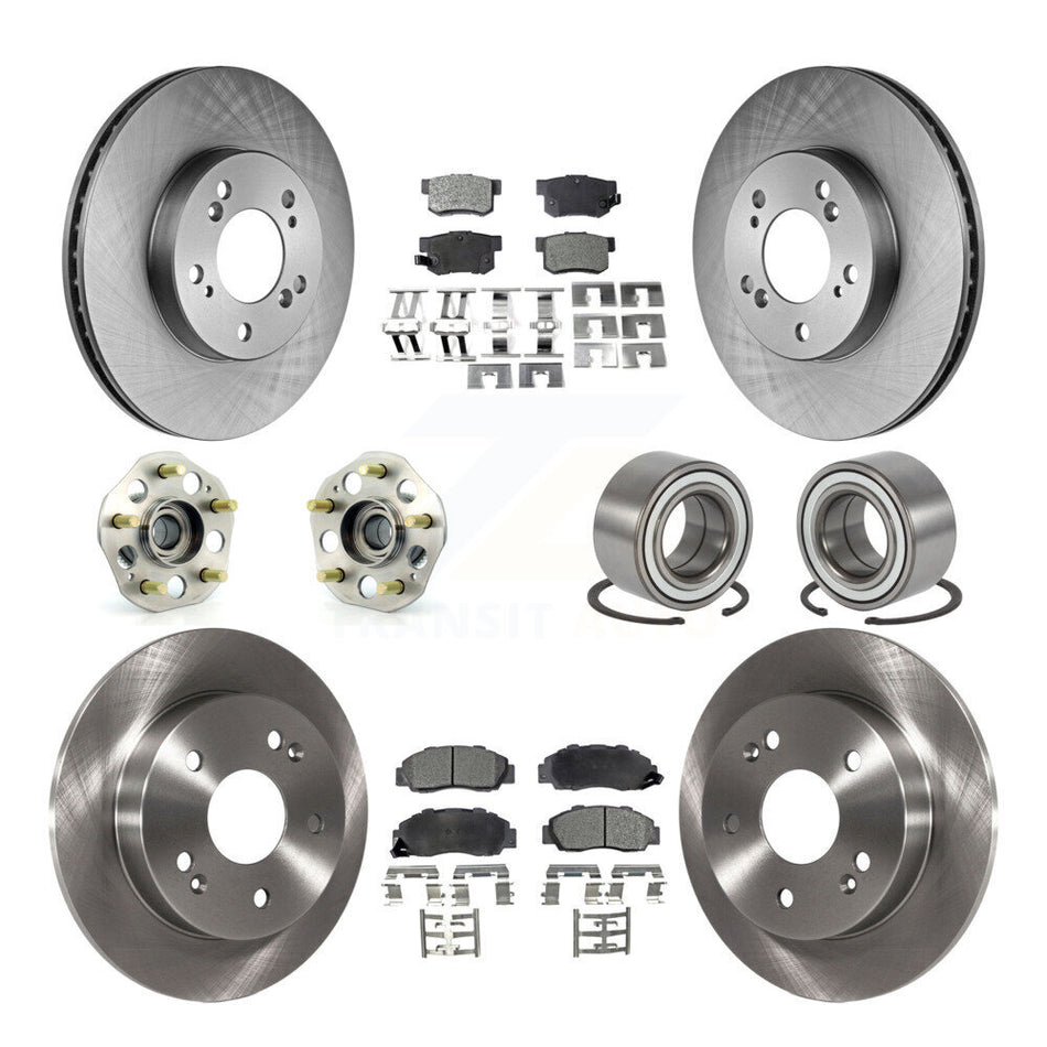 Front Rear Wheel Hub Bearings Assembly Disc Brake Rotors And Semi-Metallic Pads Kit (10Pc) For 1997-2001 Honda Prelude KBB-106136