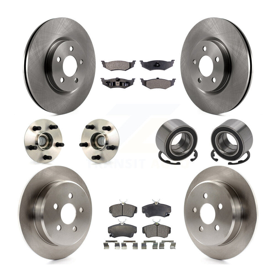Front Rear Wheel Hub Bearings Assembly Disc Brake Rotors And Semi-Metallic Pads Kit (10Pc) For 2003-2007 Chrysler PT Cruiser Naturally Aspirated KBB-106140