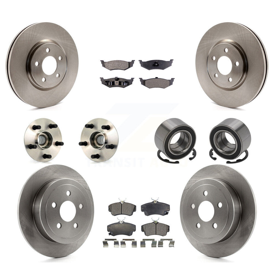 Front Rear Wheel Hub Bearings Assembly Disc Brake Rotors And Semi-Metallic Pads Kit (10Pc) For 2008-2009 Chrysler PT Cruiser Turbocharged KBB-106141