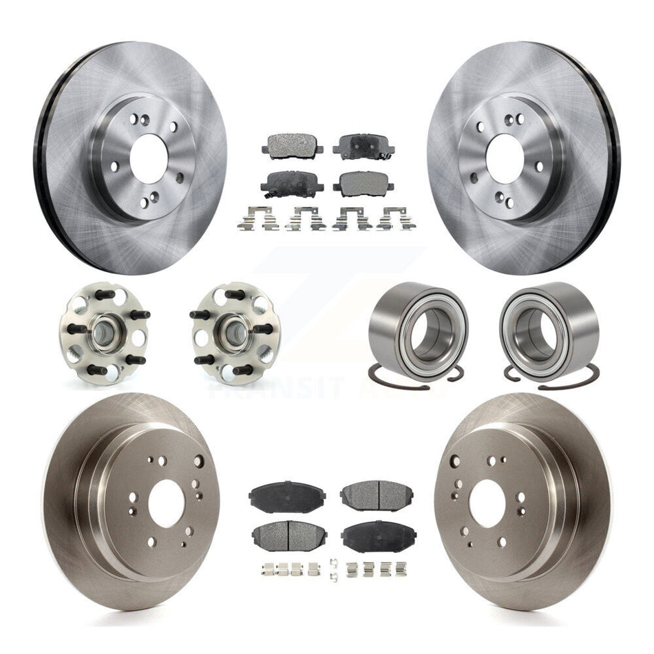 Front Rear Wheel Hub Bearings Assembly Disc Brake Rotors And Semi-Metallic Pads Kit (10Pc) For 2002-2004 Honda Odyssey KBB-106154