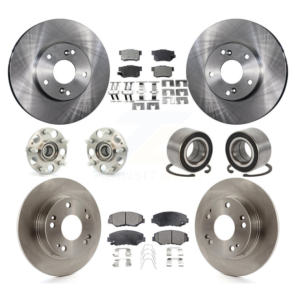 Front Rear Wheel Hub Bearings Assembly Disc Brake Rotors And Semi-Metallic Pads Kit (10Pc) For Honda Accord Excluding Vehicles Built Canadian Market KBB-106168